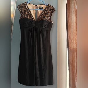 Adrianna Papell Black and Cream Lace Mini Dress